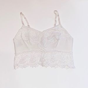 White crochet embroidered cute summer crop top
